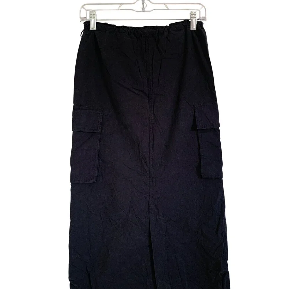 Wild Fable Black Cargo Maxi Skirt Adjustable Drawstring Hem Multiple Pockets XXS - Picture 4 of 13